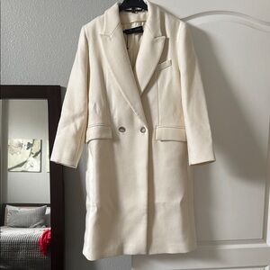 New Zara Wool Cream Trench Coat Maniffura Di Carmignano Long Ivory M